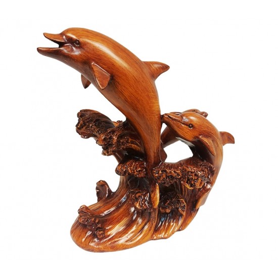 Suport sticla vin, cu Delfini, Maro, 20 cm, L3251X