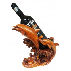 Suport sticla vin, cu Delfini, Maro, 20 cm, L3251X