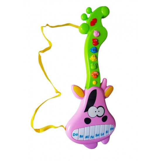 Chitara interactiv pentru copii cu butoane care emit diverse melodii, Roz, 42 cm LTOY51