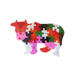 Puzzle 3D din lemn pentru copii cu Alfabet si Cifre, Vacuta, 26 piese, 26 cm, 18005SX Puzzle 3D din lemn pentru copii cu Alfabet si Cifre, Vacuta, 26 piese, 26 cm, 18005SX