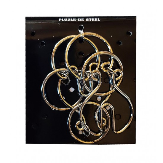 Puzzle brain twister din metal, Pentru copii si adolescenti, 10 cm, 476CUB-6 Puzzle brain twister din metal, Pentru copii si adolescenti, 10 cm, 476CUB-6