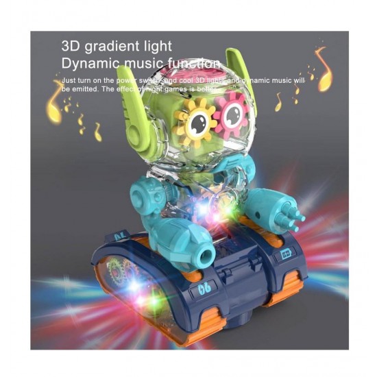 Robot Transparent Gear, Canta si lumineaza, Verde, 17133SX Robot Transparent Gear, Canta si lumineaza, Verde, 17133SX