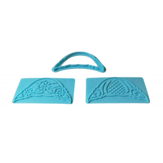 Set de 3 sabloane pentru decorare torturi, Turcoaz, 11 cm, 364COF Set de 3 sabloane pentru decorare torturi, Turcoaz, 11 cm, 364COF