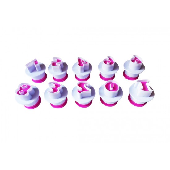 Set decupatoare Cifre cu ejector, 10 de piese, pentru cofetarie si patiserie, Roz, 286COF Set decupatoare Cifre cu ejector, 10 de piese, pentru cofetarie si patiserie, Roz, 286COF