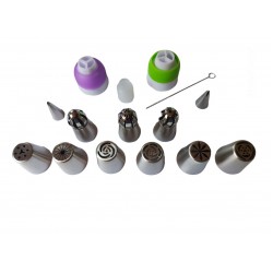 Set duiuri de ornat prajituri din inox, 15 Accesoii, 4 cm, 361COF Set duiuri de ornat prajituri din inox, 15 Accesoii, 4 cm, 361COF