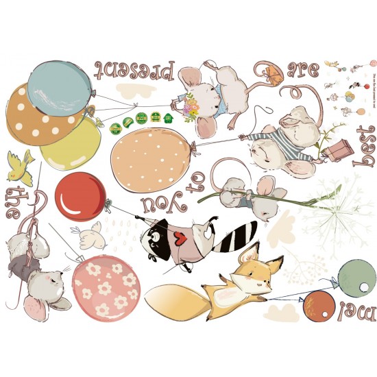 Sticker decorativ, Animalute, Baloane, 100 cm, 727STK Sticker decorativ, Animalute, Baloane, 100 cm, 727STK