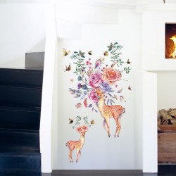 Sticker decorativ, Caprioare, Flori, 95 cm, 788STK Sticker decorativ, Caprioare, Flori, 95 cm, 788STK