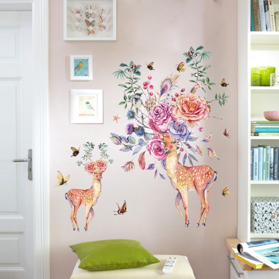 Sticker decorativ, Caprioare, Flori, 95 cm, 788STK Sticker decorativ, Caprioare, Flori, 95 cm, 788STK
