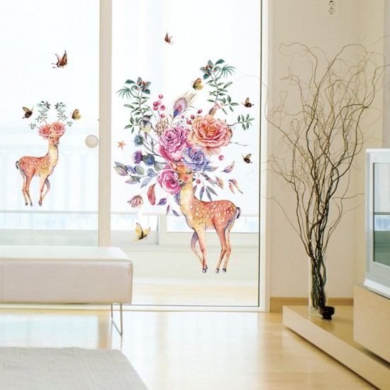 Sticker decorativ, Caprioare, Flori, 95 cm, 788STK Sticker decorativ, Caprioare, Flori, 95 cm, 788STK