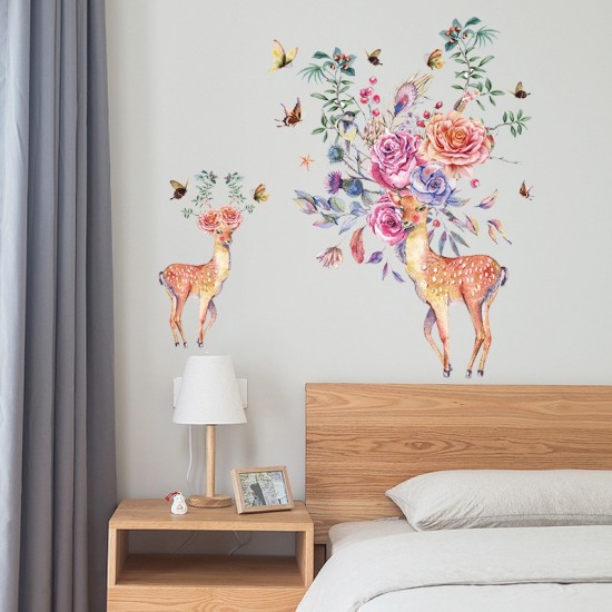 Sticker decorativ, Caprioare, Flori, 95 cm, 788STK Sticker decorativ, Caprioare, Flori, 95 cm, 788STK
