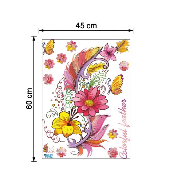Sticker decorativ, Colorful feather, 74 cm, 769STK Sticker decorativ, Colorful feather, 74 cm, 769STK