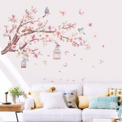 Sticker decorativ, Creanga de copca cu flori roz, 90 cm, 1138STK Sticker decorativ, Creanga de copca cu flori roz, 90 cm, 1138STK