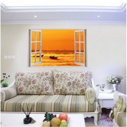 Sticker decorativ, Fereastra 3D, Apa, 85 cm, 527STK