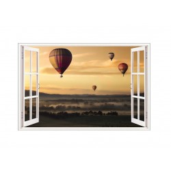 Sticker decorativ, Fereastra 3D, Baloane, 85 cm, 608STK