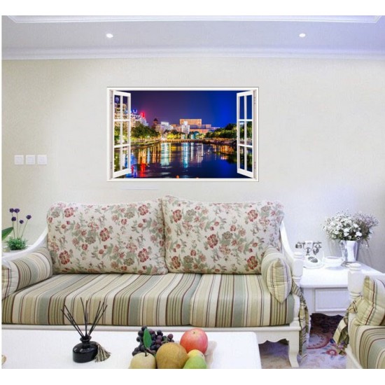 Sticker decorativ, Fereastra 3D, Bucuresti, 85 cm, 634STK Sticker decorativ, Fereastra 3D, Bucuresti, 85 cm, 634STK