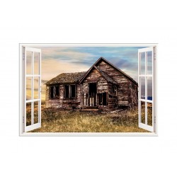 Sticker decorativ, Fereastra 3D, Casa, 85 cm, 620STK