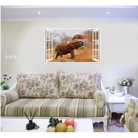 Sticker decorativ, Fereastra 3D, Elefant, 85 cm, 614STK Sticker decorativ, Fereastra 3D, Elefant, 85 cm, 614STK