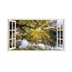 Sticker decorativ, Fereastra 3D, Lac, 85 cm, 524STK