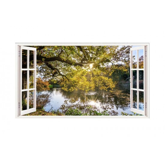 Sticker decorativ, Fereastra 3D, Lac, 85 cm, 524STK Sticker decorativ, Fereastra 3D, Lac, 85 cm, 524STK