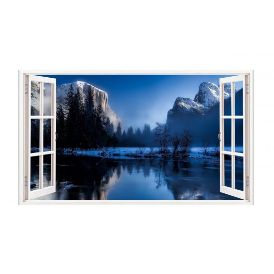 Sticker decorativ, Fereastra 3D, Lac, 85 cm, 538STK Sticker decorativ, Fereastra 3D, Lac, 85 cm, 538STK