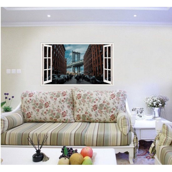 Sticker decorativ, Fereastra 3D, Manhattan Bridge, 85 cm, 571STK Sticker decorativ, Fereastra 3D, Manhattan Bridge, 85 cm, 571STK
