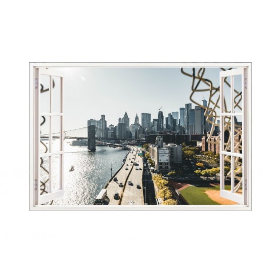 Sticker decorativ, Fereastra 3D, New York, 85 cm, 689STK Sticker decorativ, Fereastra 3D, New York, 85 cm, 689STK