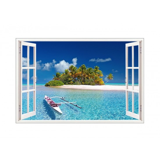 Sticker decorativ, Fereastra 3D, Ocean, 85 cm, 561STK Sticker decorativ, Fereastra 3D, Ocean, 85 cm, 561STK