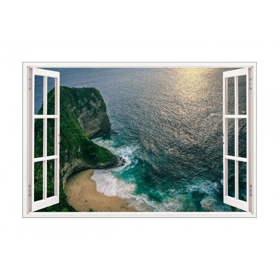 Sticker decorativ, Fereastra 3D, Ocean, 85 cm, 590STK Sticker decorativ, Fereastra 3D, Ocean, 85 cm, 590STK