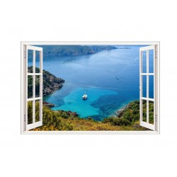 Sticker decorativ, Fereastra 3D, Ocean, 85 cm, 665STK