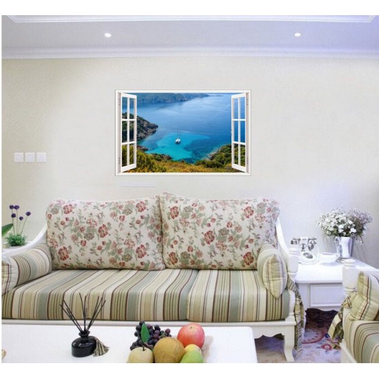 Sticker decorativ, Fereastra 3D, Ocean, 85 cm, 665STK Sticker decorativ, Fereastra 3D, Ocean, 85 cm, 665STK