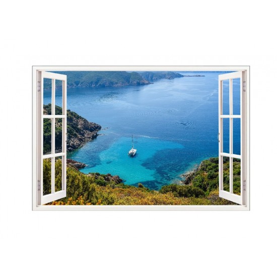 Sticker decorativ, Fereastra 3D, Ocean, 85 cm, 665STK Sticker decorativ, Fereastra 3D, Ocean, 85 cm, 665STK