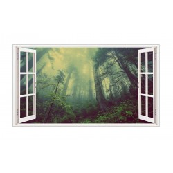 Sticker decorativ, Fereastra 3D, Padure, 85 cm, 541STK