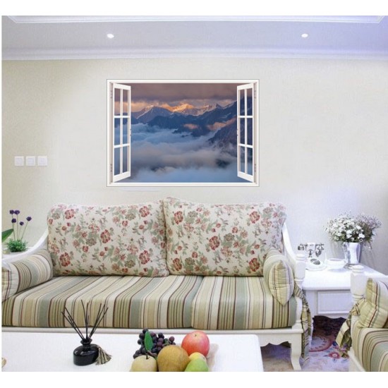 Sticker decorativ, Fereastra 3D, Peisaj de Munte, 85 cm, 602STK Sticker decorativ, Fereastra 3D, Peisaj de Munte, 85 cm, 602STK