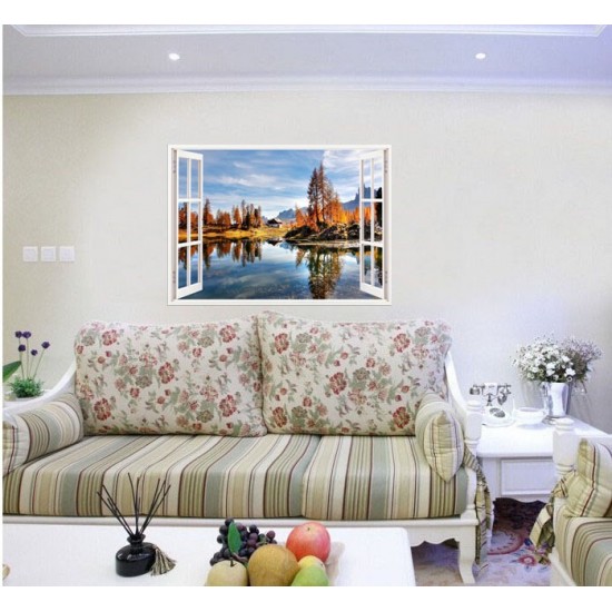 Sticker decorativ, Fereastra 3D, Peisaj de munte, 85 cm, 580STK Sticker decorativ, Fereastra 3D, Peisaj de munte, 85 cm, 580STK
