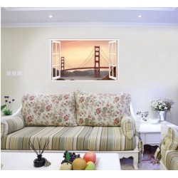 Sticker decorativ, Fereastra 3D, Podul Golden Gate, 85 cm, 641STK Sticker decorativ, Fereastra 3D, Podul Golden Gate, 85 cm, 641STK