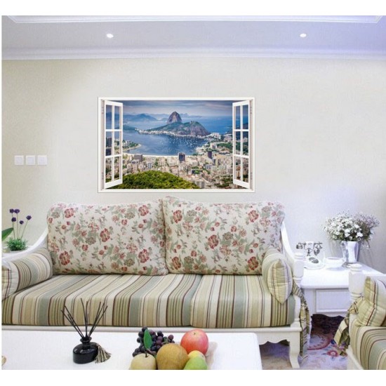 Sticker decorativ, Fereastra 3D, Rio de Janeiro, 85 cm, 583STK Sticker decorativ, Fereastra 3D, Rio de Janeiro, 85 cm, 583STK