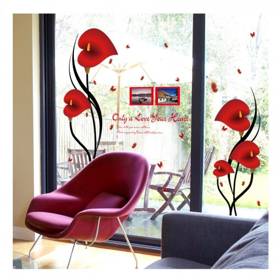 Sticker decorativ, Flori Anthurium rosii, 147 cm, 742STK Sticker decorativ, Flori Anthurium rosii, 147 cm, 742STK