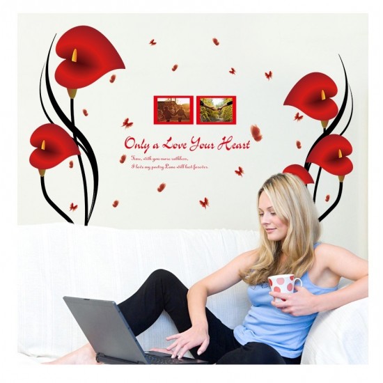 Sticker decorativ, Flori Anthurium rosii, 147 cm, 742STK Sticker decorativ, Flori Anthurium rosii, 147 cm, 742STK