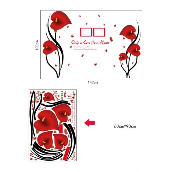 Sticker decorativ, Flori Anthurium rosii, 147 cm, 742STK Sticker decorativ, Flori Anthurium rosii, 147 cm, 742STK