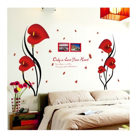 Sticker decorativ, Flori Anthurium rosii, 147 cm, 742STK Sticker decorativ, Flori Anthurium rosii, 147 cm, 742STK