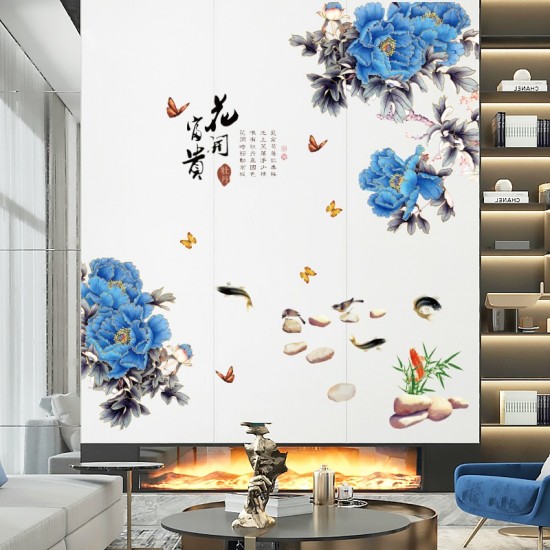 Sticker decorativ, Flori albastre, 130 cm, 802STK Sticker decorativ, Flori albastre, 130 cm, 802STK