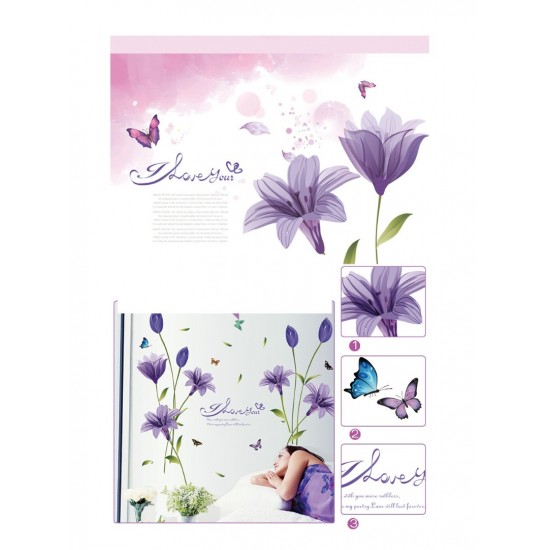 Sticker decorativ, Flori albastre, 160 cm, 744STK Sticker decorativ, Flori albastre, 160 cm, 744STK