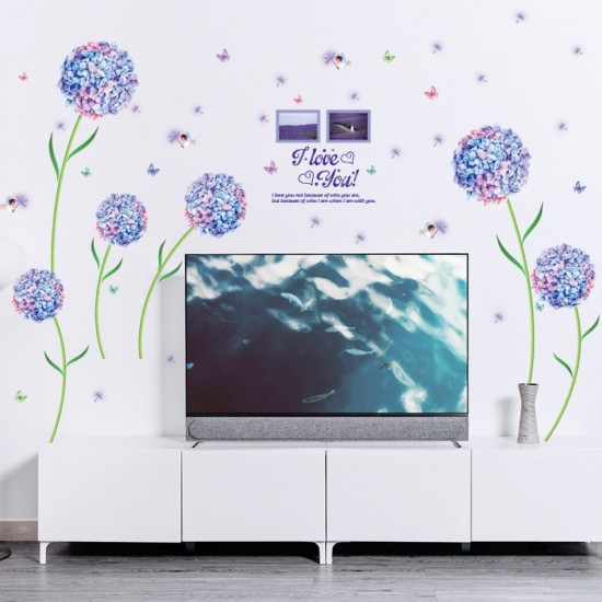 Sticker decorativ, Flori albastre cu 2 rame foto, 145 cm, 795STK Sticker decorativ, Flori albastre cu 2 rame foto, 145 cm, 795STK