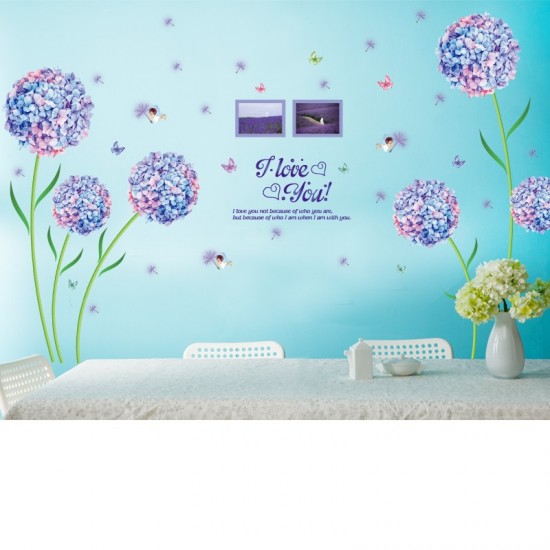 Sticker decorativ, Flori albastre cu 2 rame foto, 145 cm, 795STK Sticker decorativ, Flori albastre cu 2 rame foto, 145 cm, 795STK