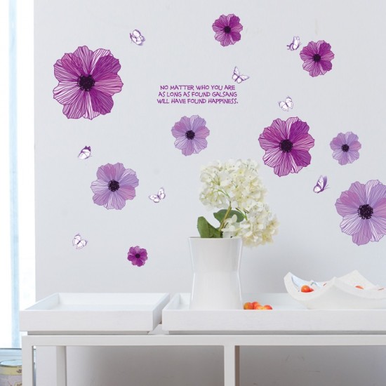 Sticker decorativ, Flori mov, 130 cm, 787STK Sticker decorativ, Flori mov, 130 cm, 787STK
