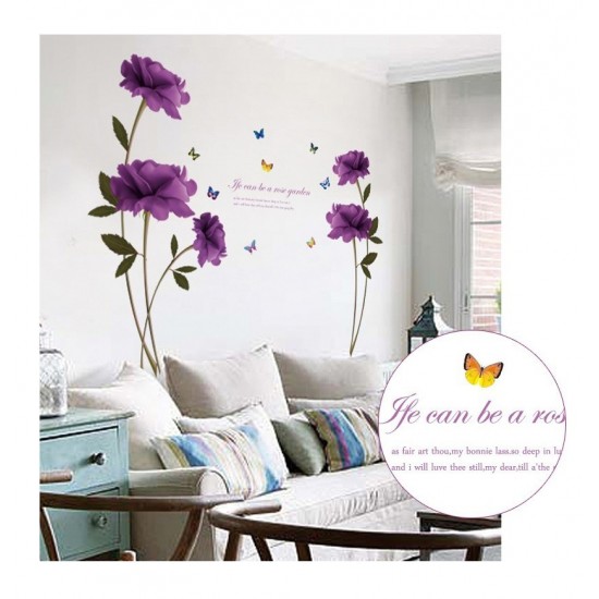 Sticker decorativ, Flori mov, 140 cm, 797STK Sticker decorativ, Flori mov, 140 cm, 797STK