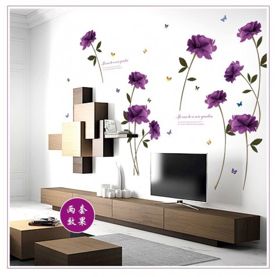 Sticker decorativ, Flori mov, 140 cm, 797STK Sticker decorativ, Flori mov, 140 cm, 797STK