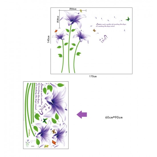 Sticker decorativ, Flori mov, 170 cm, 739STK Sticker decorativ, Flori mov, 170 cm, 739STK