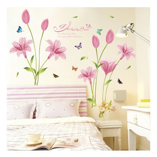 Sticker decorativ, Flori roz, 160 cm, 743STK Sticker decorativ, Flori roz, 160 cm, 743STK