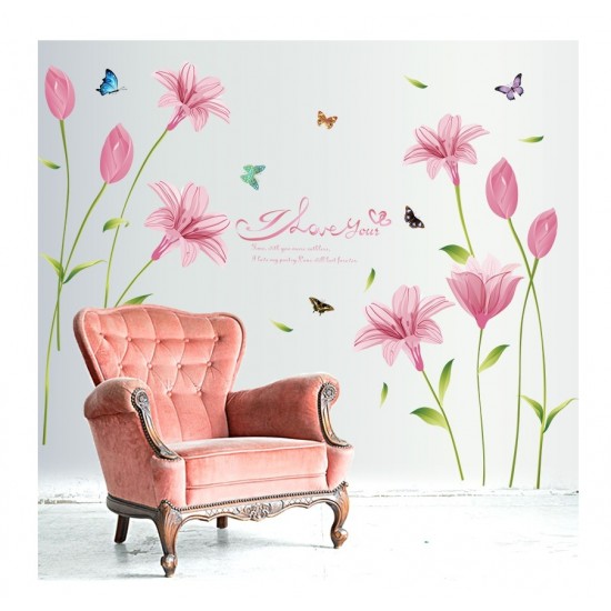 Sticker decorativ, Flori roz, 160 cm, 743STK Sticker decorativ, Flori roz, 160 cm, 743STK